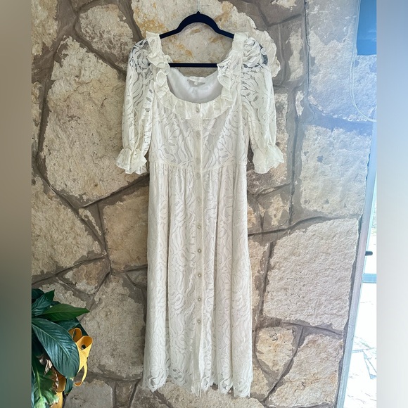 Borgo De Nor White Lace Maxi Dress Size 12 - Picture 3 of 5